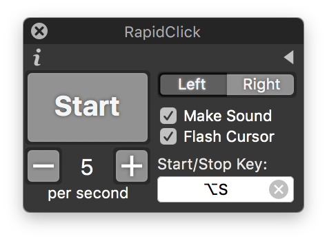 RapidClick Preferences screenshot