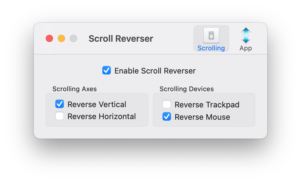 scroll wheel reversed mac